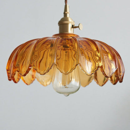 Nortensia - Lampe suspendue vintage en verre avec fleurs