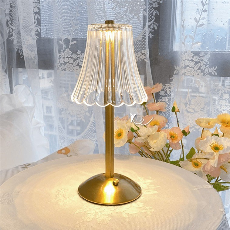 Lampe de table en cristal doré