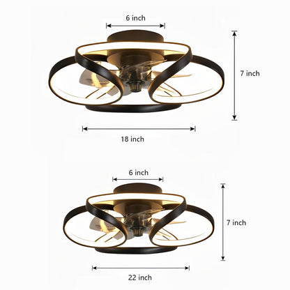 Ventilateur de plafond encastré moderne à LED Flower avec télécommande