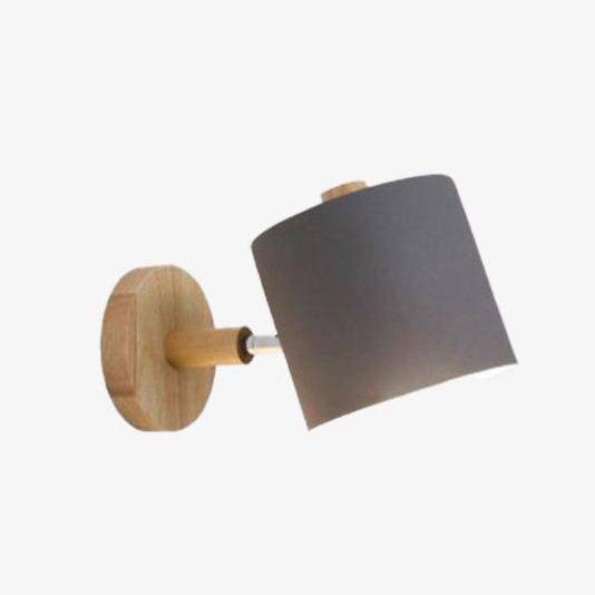Applique Murale Moderne Led En Bois Avec Abat-Jour Arrondi Coloré Nordic