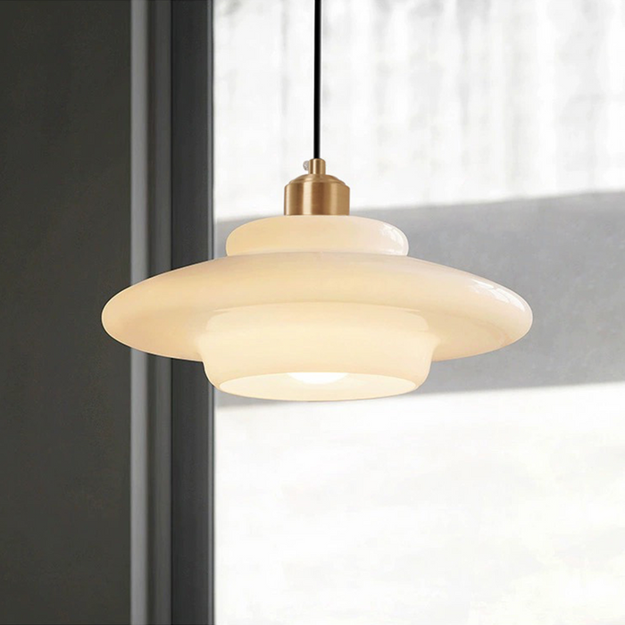 Lampe À Suspension En Verre Blanc