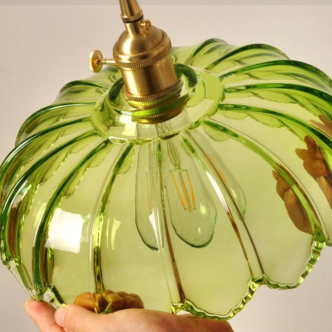 Nortensia - Lampe suspendue vintage en verre avec fleurs