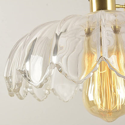 Nortensia - Lampe suspendue vintage en verre avec fleurs