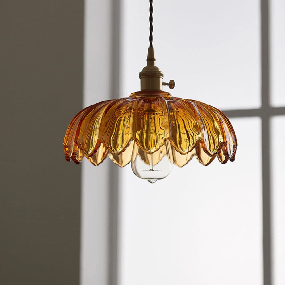 Nortensia - Lampe suspendue vintage en verre avec fleurs