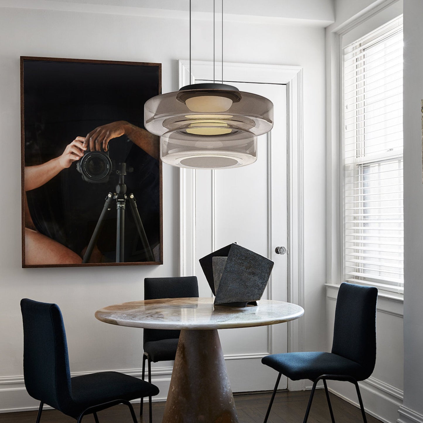 Naldor - Lampes suspendues en verre de style Bauhaus