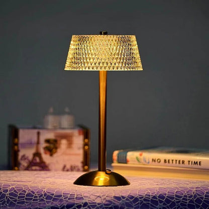 Lampe De Table Sans Fil En Métal Et Cristal