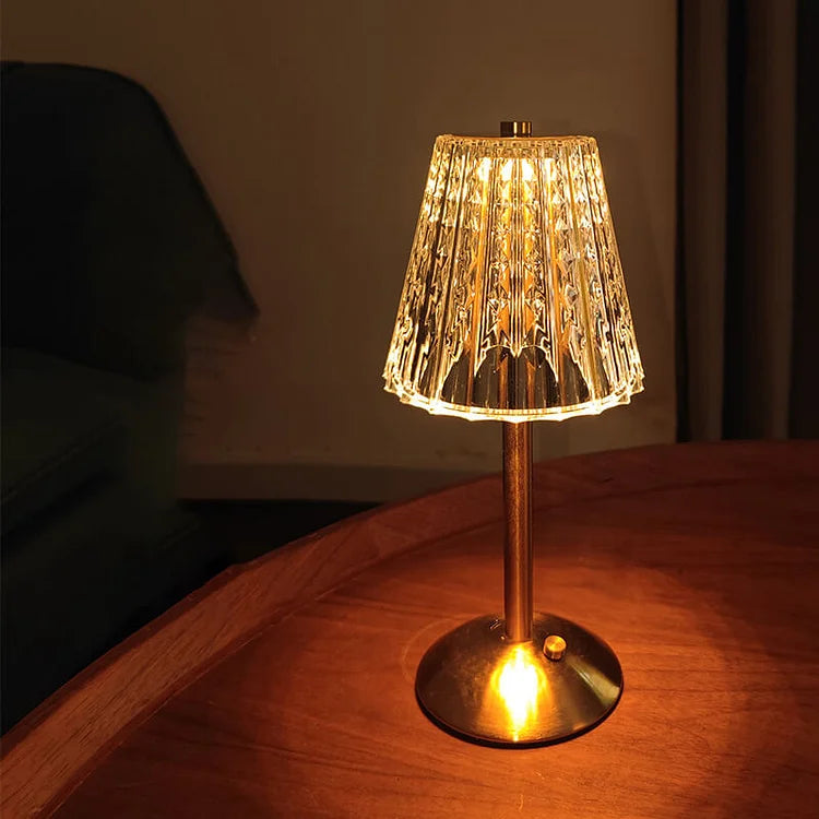 Lampe De Table Sans Fil En Métal Et Cristal