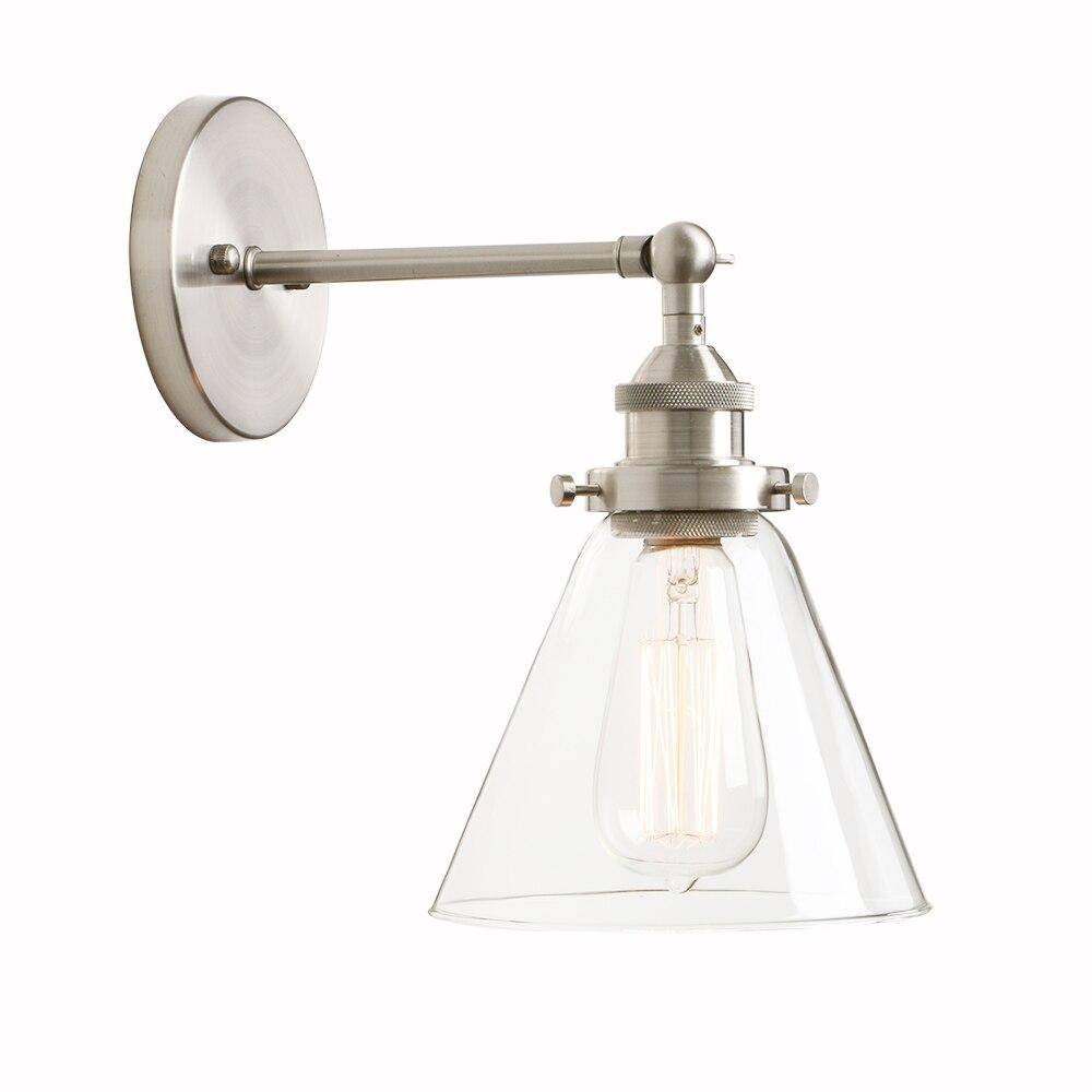 Applique Murale Rétro Led En Métal Avec Abat-Jour En Verre