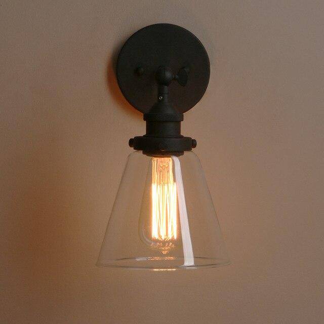 Applique Murale Rétro Led En Métal Avec Abat-Jour En Verre