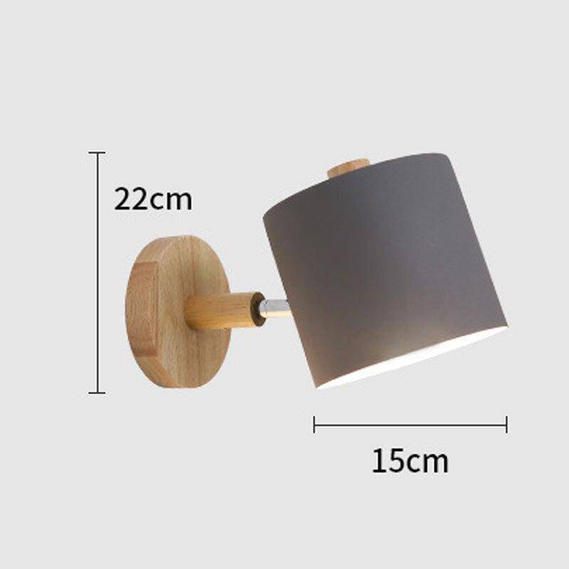 Applique Murale Moderne Led En Bois Avec Abat-Jour Arrondi Coloré Nordic