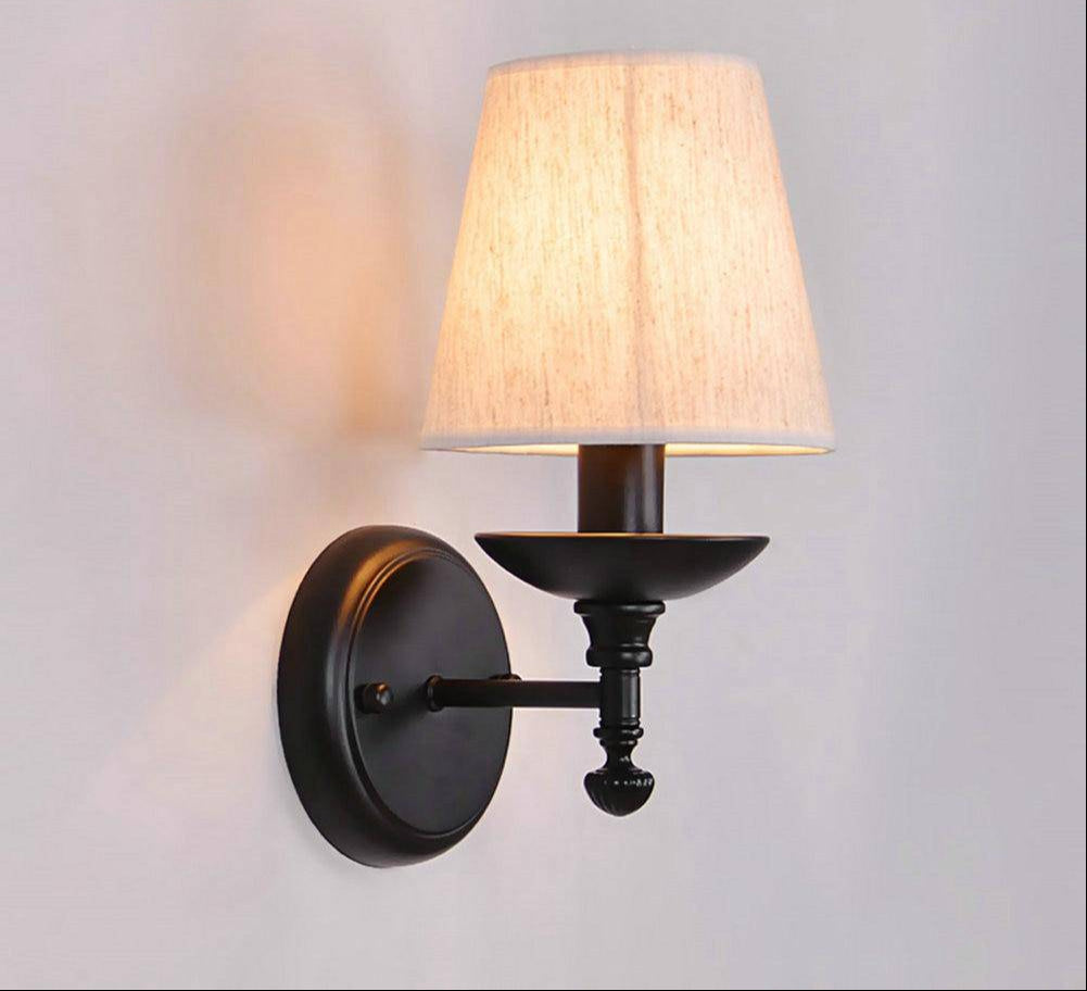 Applique Murale Led Rustique Avec Abat-Jour En Tissu