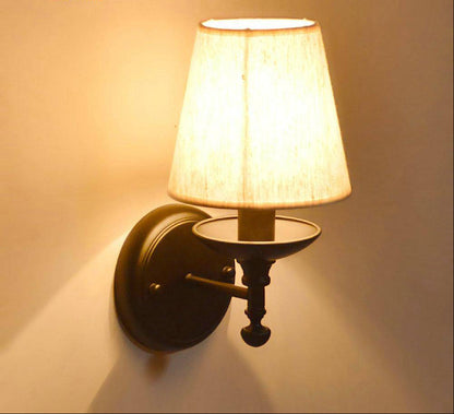Applique Murale Led Rustique Avec Abat-Jour En Tissu