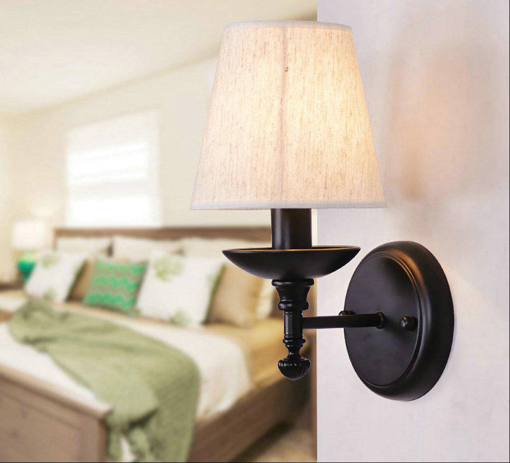Applique Murale Led Rustique Avec Abat-Jour En Tissu
