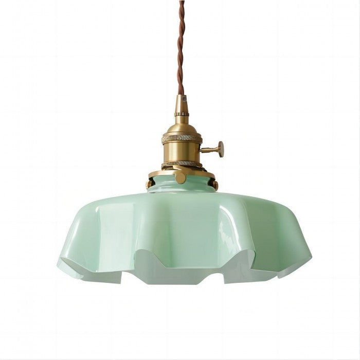 Lampe Suspendue Rétro En Verre À Motif De Fleur De Couleur Crème