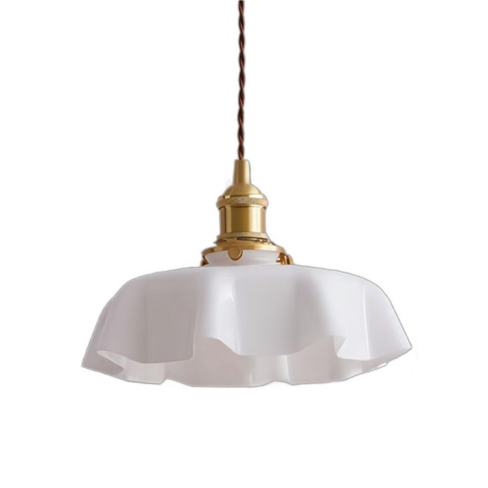 Lampe Suspendue Rétro En Verre À Motif De Fleur De Couleur Crème