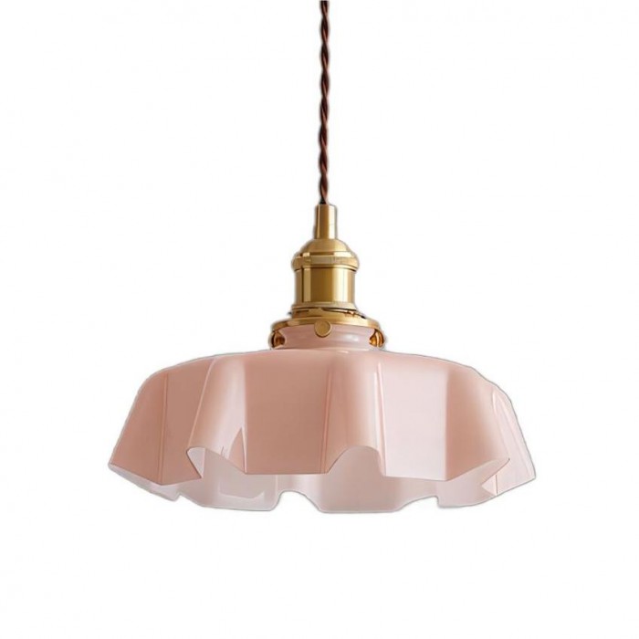 Lampe Suspendue Rétro En Verre À Motif De Fleur De Couleur Crème