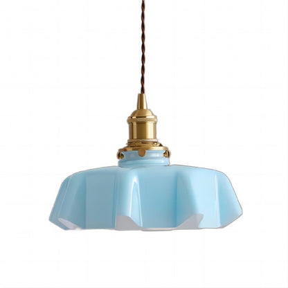 Lampe Suspendue Rétro En Verre À Motif De Fleur De Couleur Crème